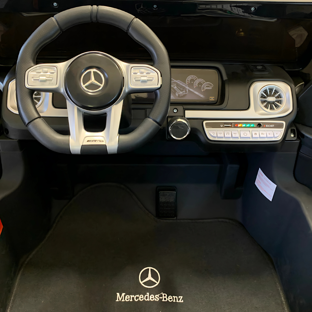 24V Exclusive Matte Black Mercedes Benz G63 2-Seater 4x4 Kids' Ride-on SUV W/ EVA Wheels, Leather Seats, Light-up Logo, BT & RC