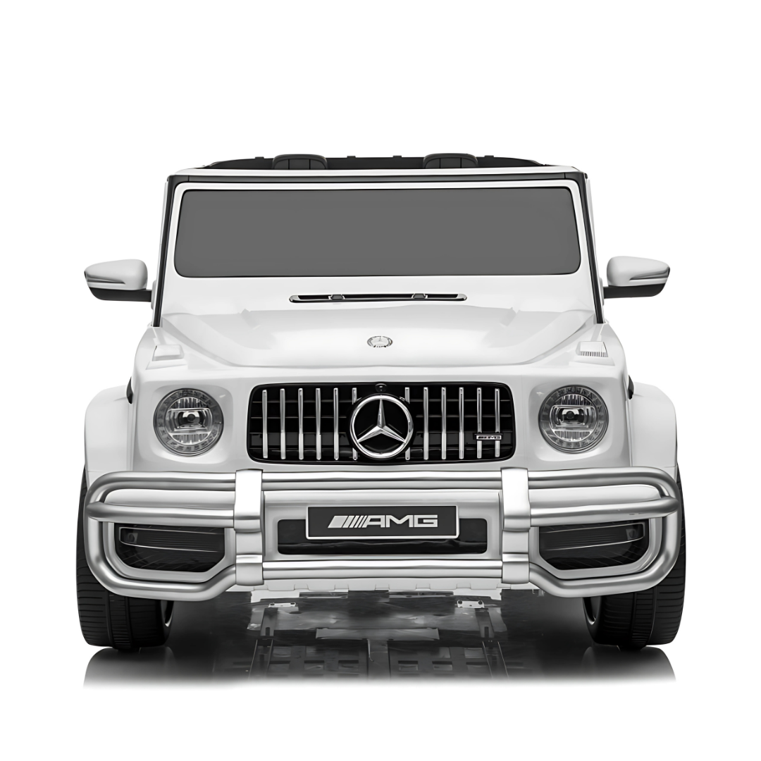 24V Exclusive White Mercedes Benz G63 2-Seater 4x4 Kids' Ride-on SUV W/ EVA Wheels, Leather Seats, Light-up Logo, BT & RC
