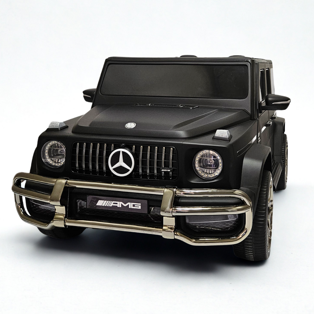 24V Exclusive Matte Black Mercedes Benz G63 2-Seater 4x4 Kids' Ride-on SUV W/ EVA Wheels, Leather Seats, Light-up Logo, BT & RC