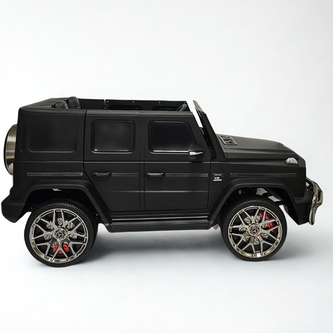 24V Exclusive Matte Black Mercedes Benz G63 2-Seater 4x4 Kids' Ride-on SUV W/ EVA Wheels, Leather Seats, Light-up Logo, BT & RC