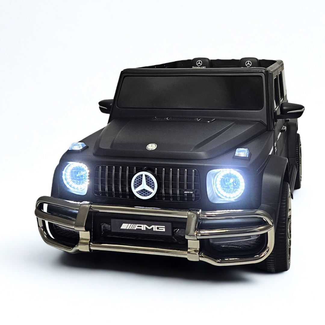 24V Exclusive Matte Black Mercedes Benz G63 2-Seater 4x4 Kids' Ride-on SUV W/ EVA Wheels, Leather Seats, Light-up Logo, BT & RC
