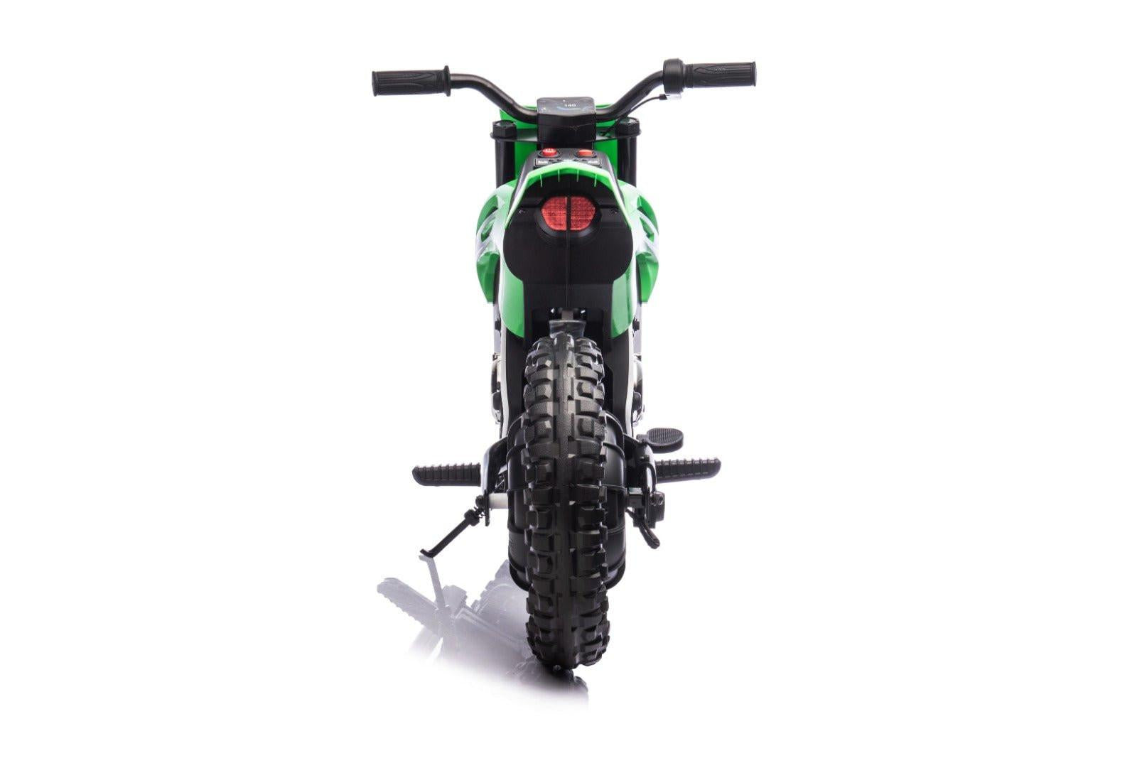 Green 24V Electric MotoX Dirt Bike for Kids, Up to 18 km/h.