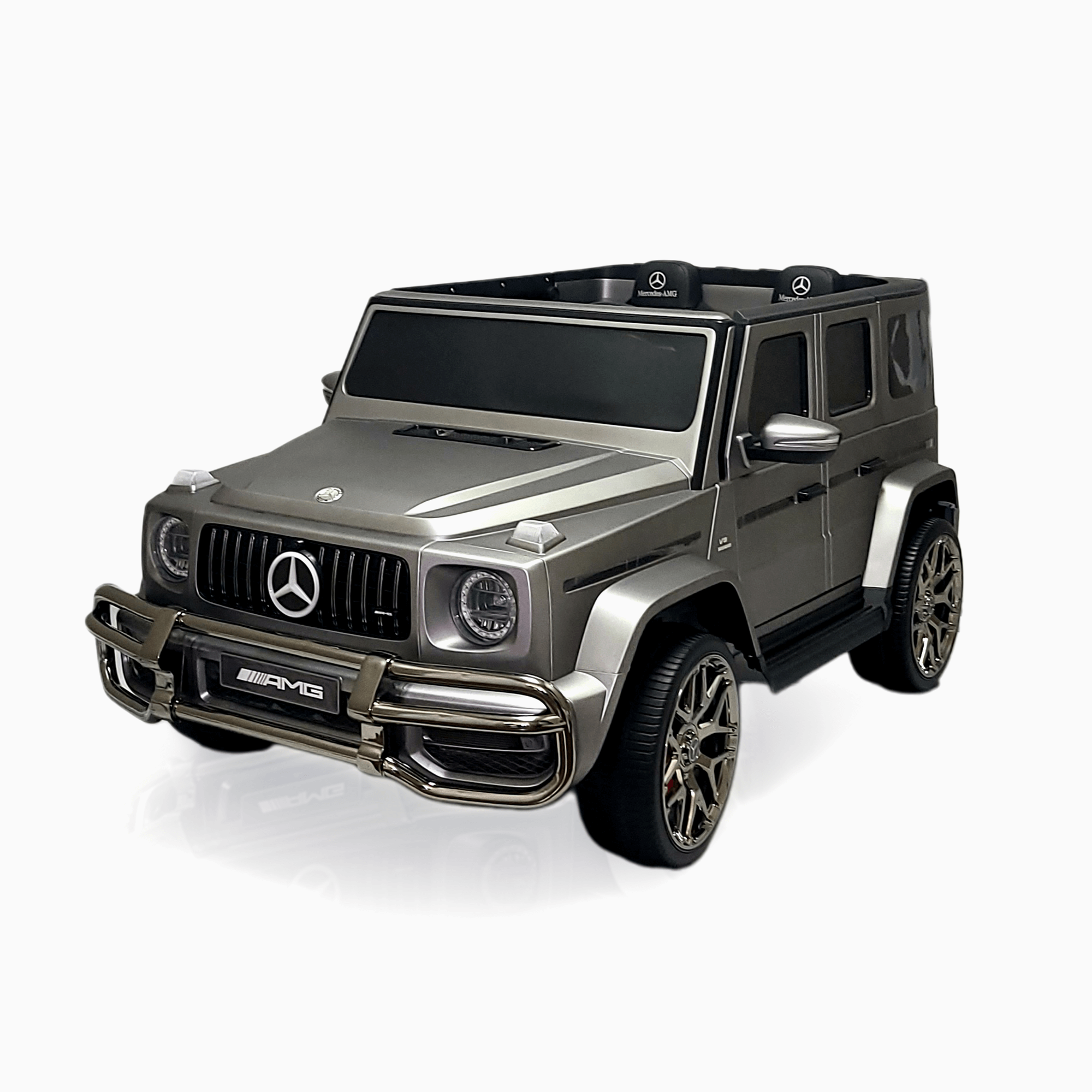 Exclusive Matte Grey Mercedes Benz G Series 2-Seater 24V Kids Ride-on Truck, EVA Wheels, Leather Seats, Light-up Logo, 4WD, BT, RC image 1