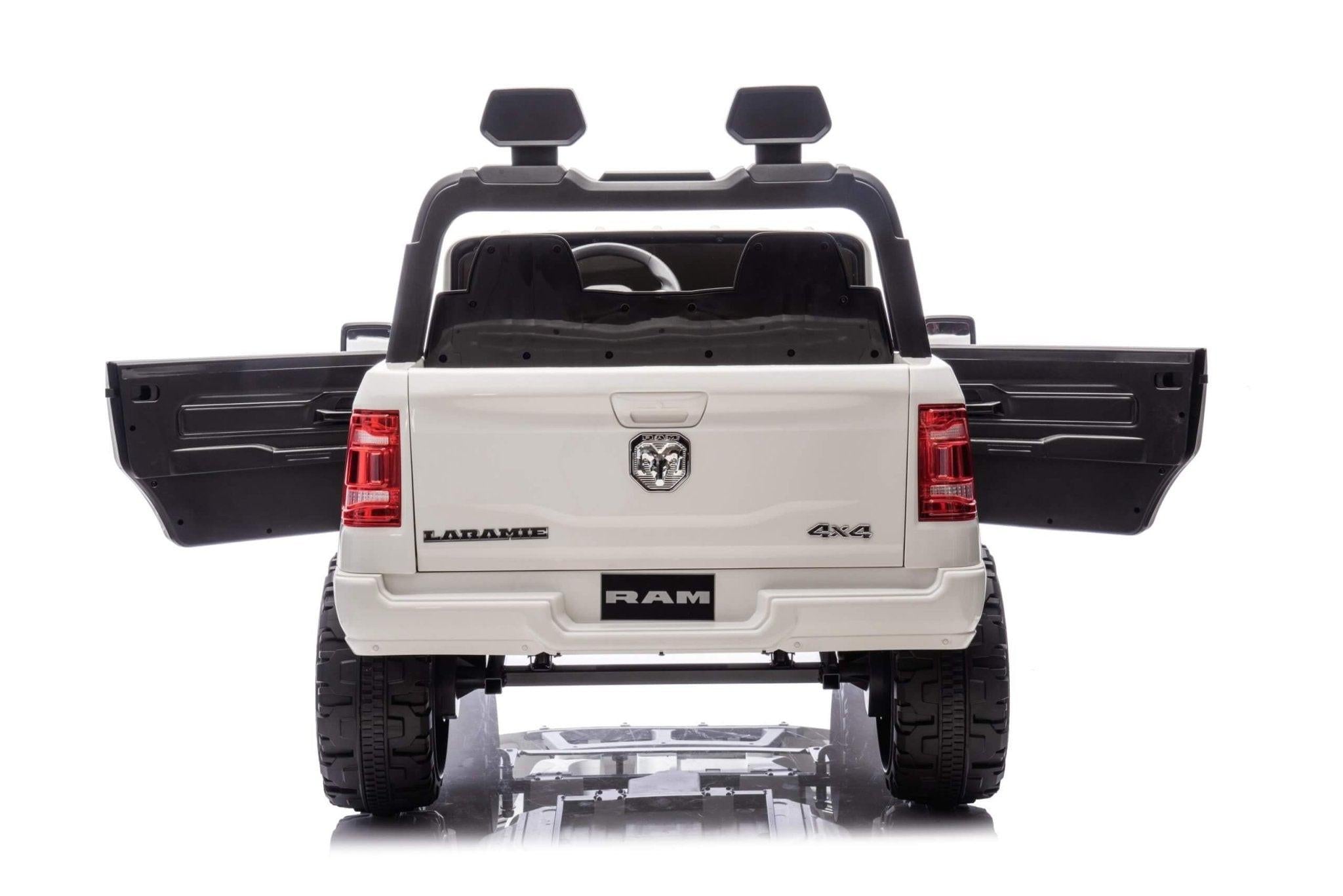 White Complete Edition XXL 2-Seater 4x4 RAM 3500 Ride-On Truck.