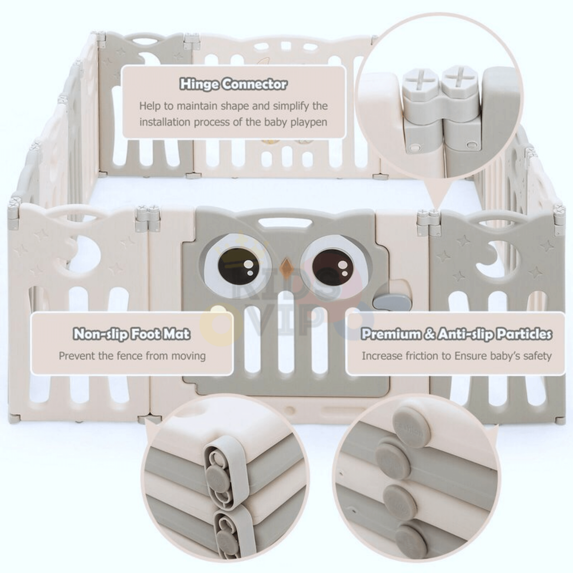 16 Panels Indoor/Outdoor Foldable Playpen, Fence, Safety Play yard with Activity for Toddlers and Infants image 10
