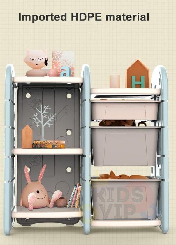 Kids and Toddlers Toy Storage/Organizer with Bins and Bookshelves - blue image 11