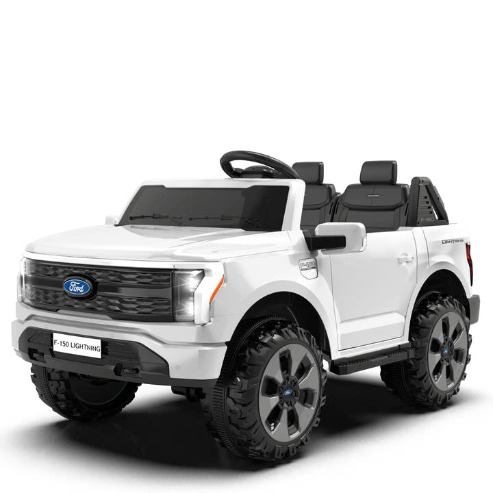 White 2 Seater Lighting Edition Ford F-150, 24V Kids Ride on Truck.