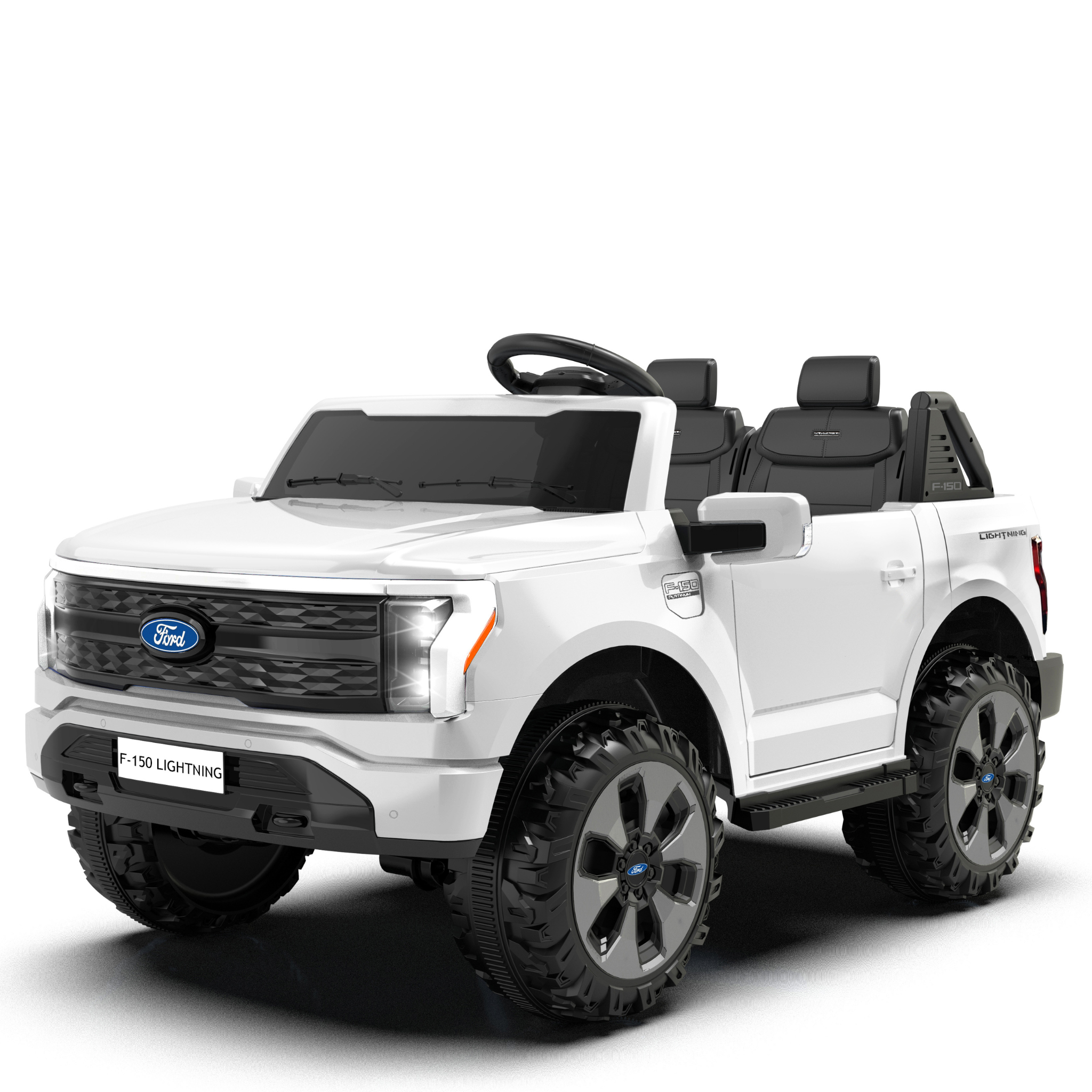 White 2 Seater Lighting Edition Ford F-150, 24V Kids Ride on Truck
