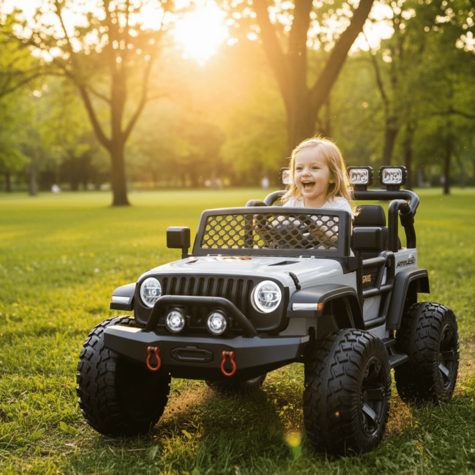 White 24V TrailMax Edition XXL 2-Seater 24V 4X4/AWD Kids Ride on Truck W/ EVA Rubber Wheels, BT & RC.