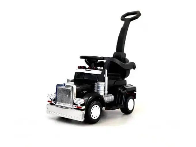Black Big Rig Edition 3-in-1 Convertible 6V Ride-on Truck and Push-Car with Remote Control image 0