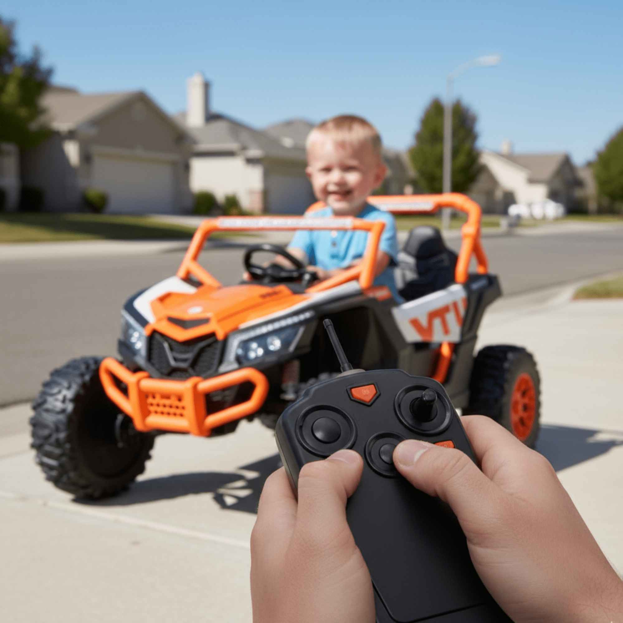 Orange 2-Seater XXL Premium MegaTrek 2-Seater 24V 4X4/AWD Kids Ride on UTV Buggy W/ EVA Rubber Wheels, BT & RC.