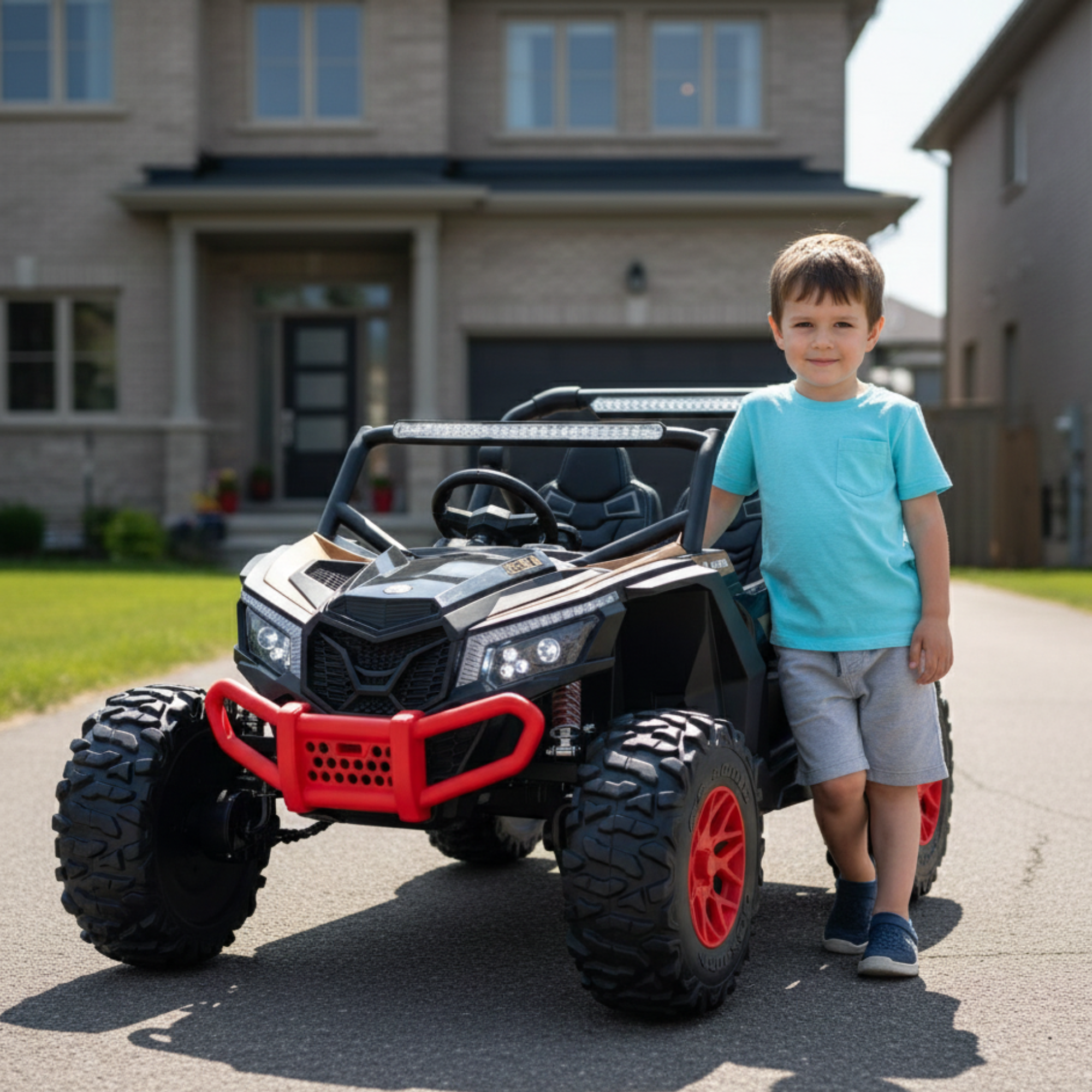Black 2-Seater XXL Premium MegaTrek 2-Seater 24V 4X4/AWD Kids Ride on UTV Buggy W/ EVA Rubber Wheels, BT & RC