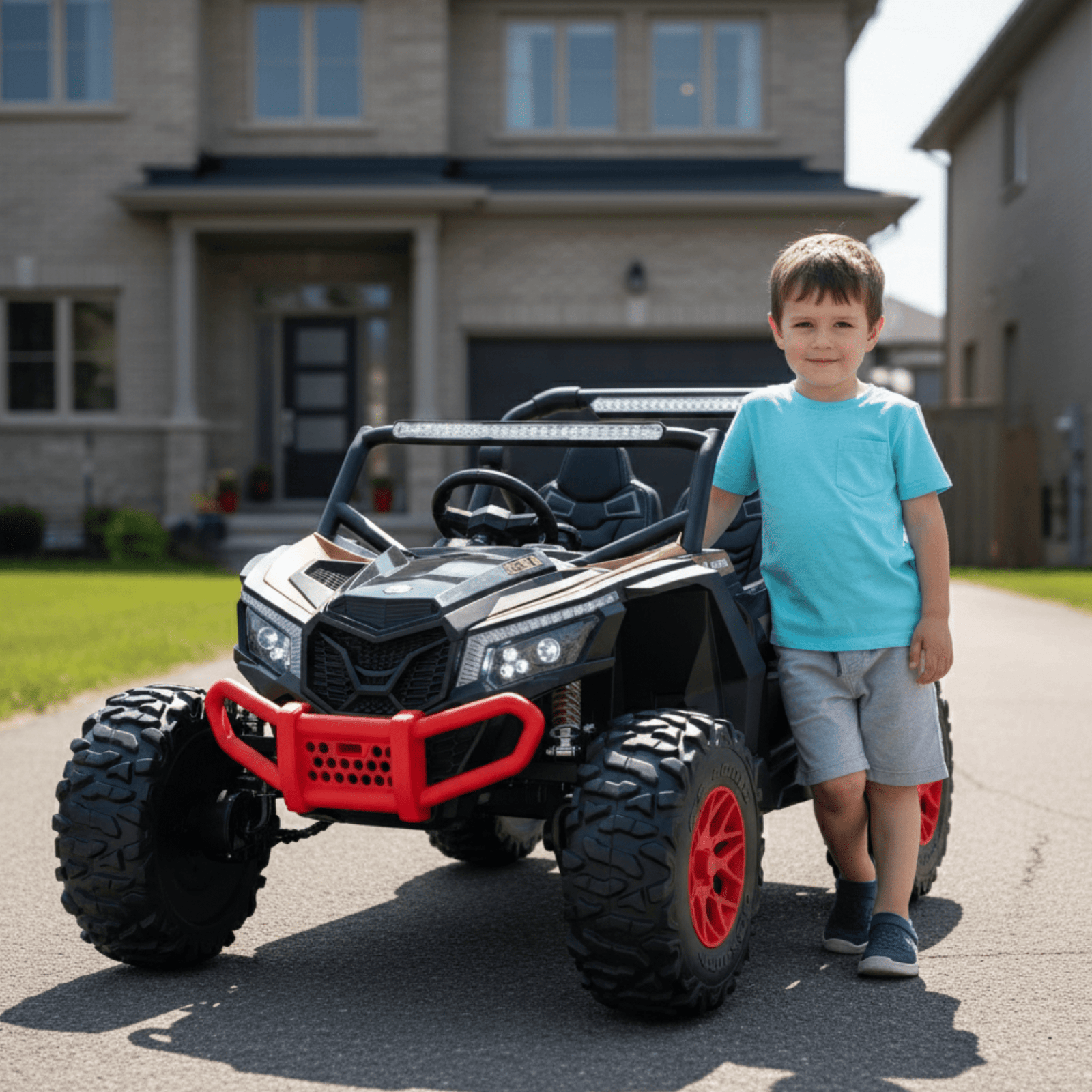 Black 2-Seater XXL Premium MegaTrek 2-Seater 24V 4X4/AWD Kids Ride on UTV Buggy W/ EVA Rubber Wheels, BT & RC.