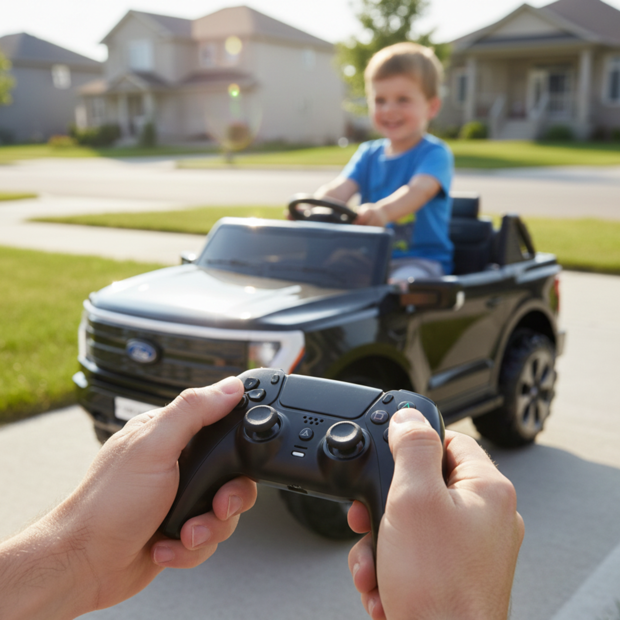 Black 2 Seater Lighting Edition Ford F-150, 24V Kids Ride on Truck