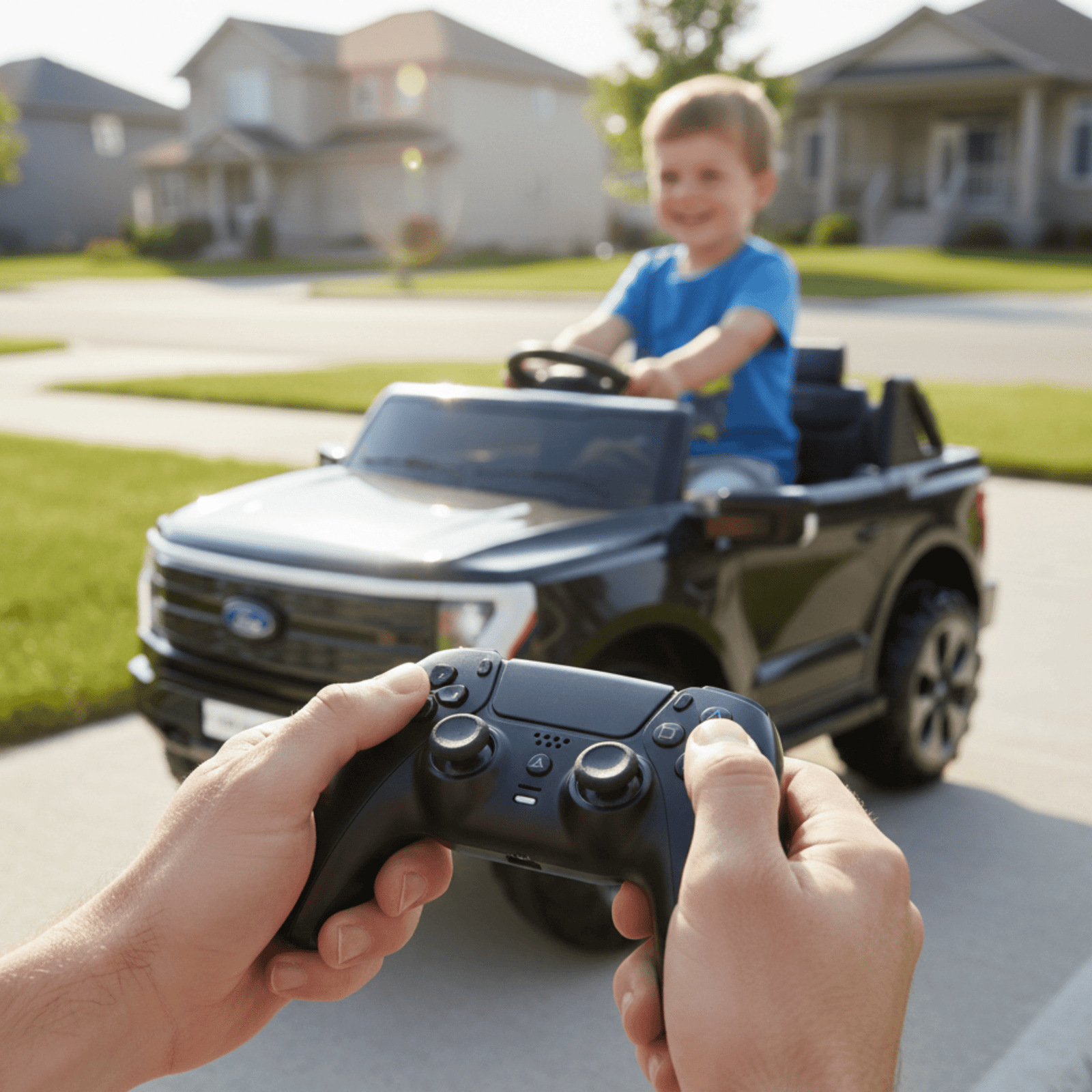 Black 2 Seater Lighting Edition Ford F-150, 24V Kids Ride on Truck.