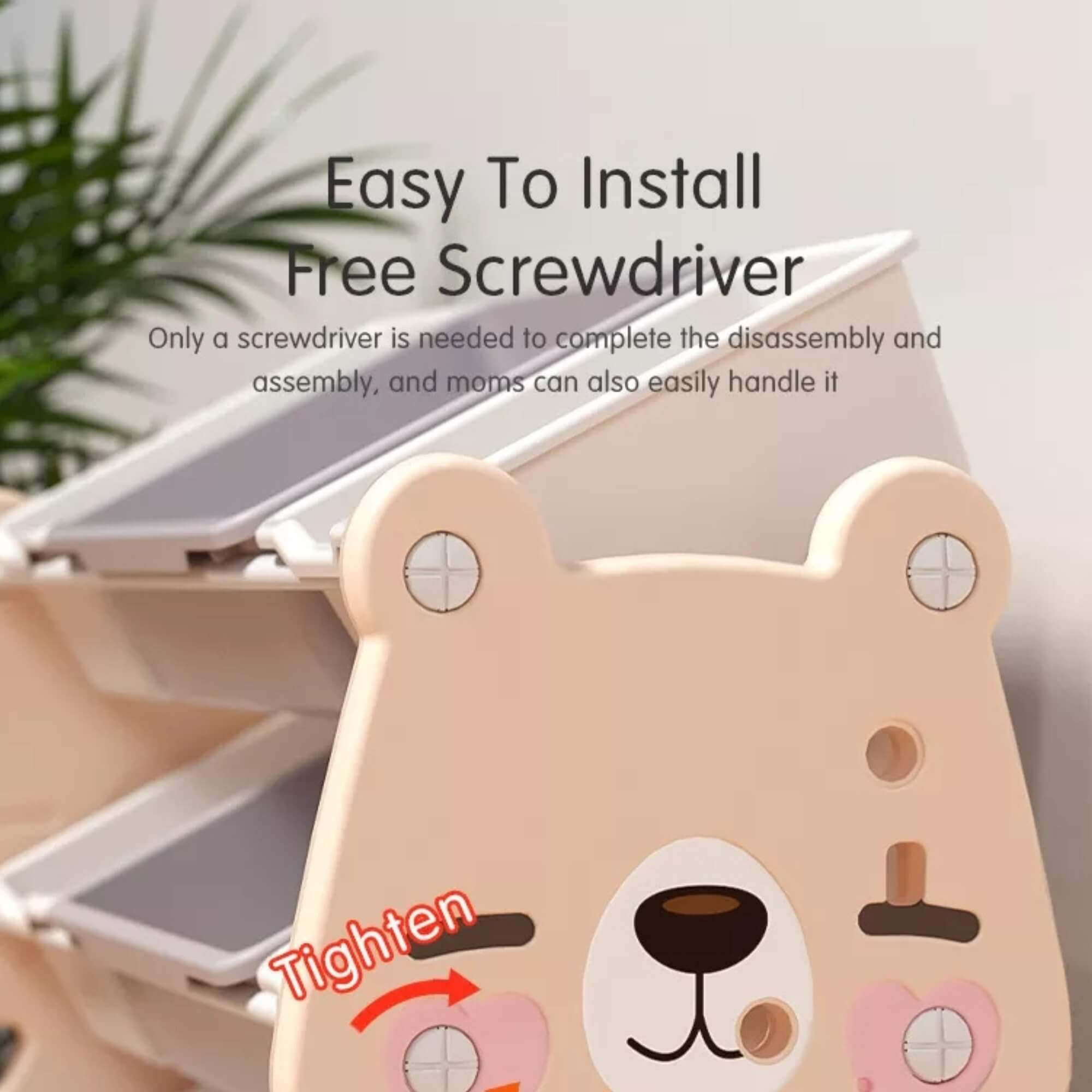 Pink Kids and Toddlers Toy Storage/Organizer with Bins Bear Edition image 11