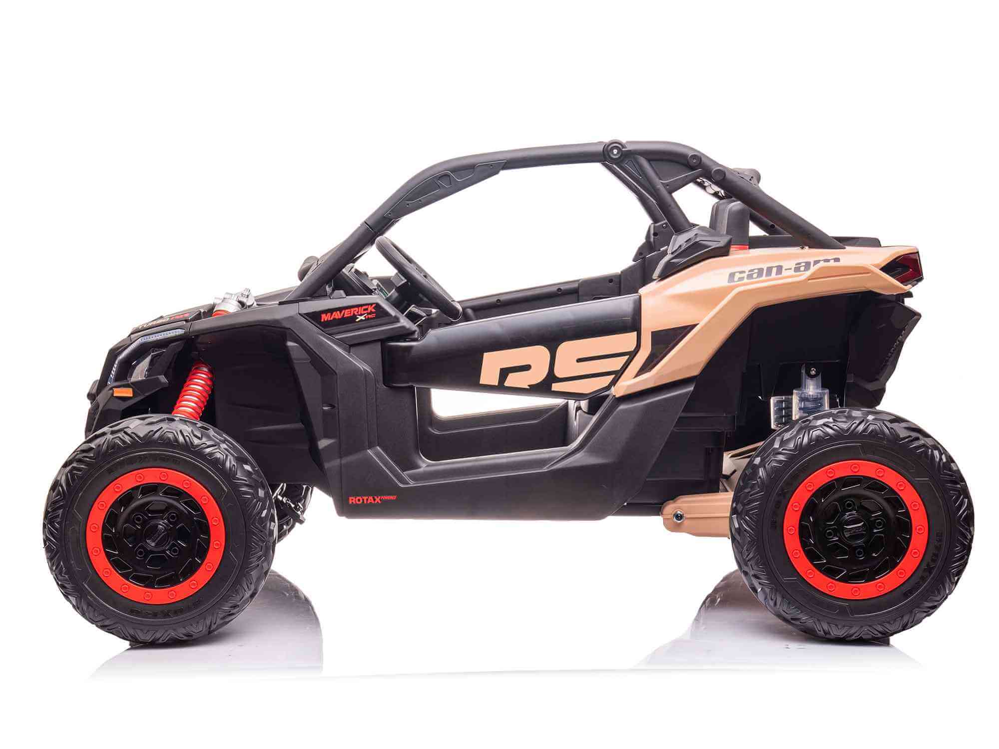 Licensed LX Performance Edition 24V Can-Am Maverick 4WD Double 24V Battery Pack, 2-Seater Kids' Buggy, Music, EVA Wheels, Leather Seats, RC image 4