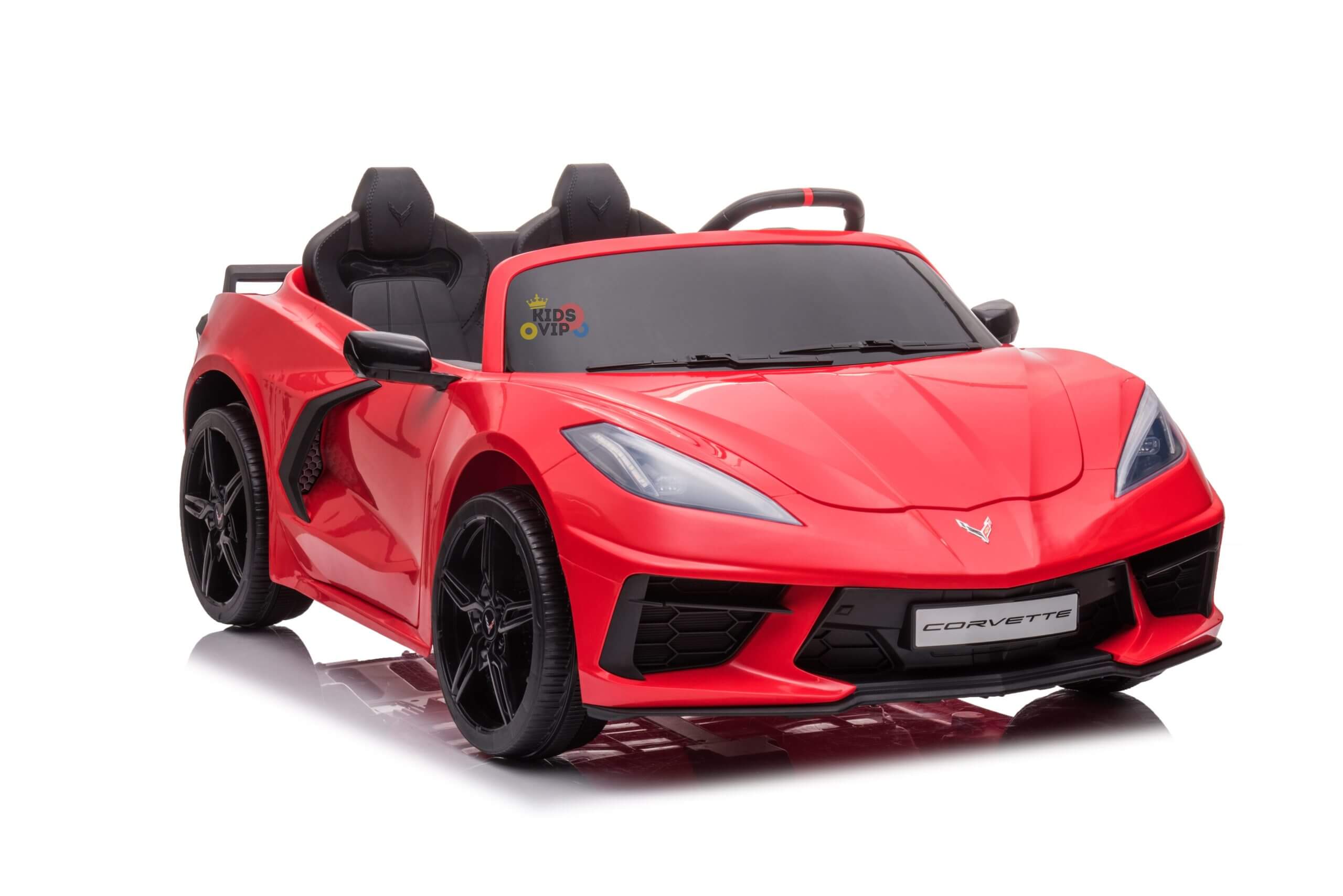 Complete Luxury Edition Torch Red Corvette C8 2-Seater 12V Toddlers' and Kids' Ride-on Car w/ Rubber Wheels, Leather Seats, MP3, SD, USB, Parent RC - KIDS VIP image 3