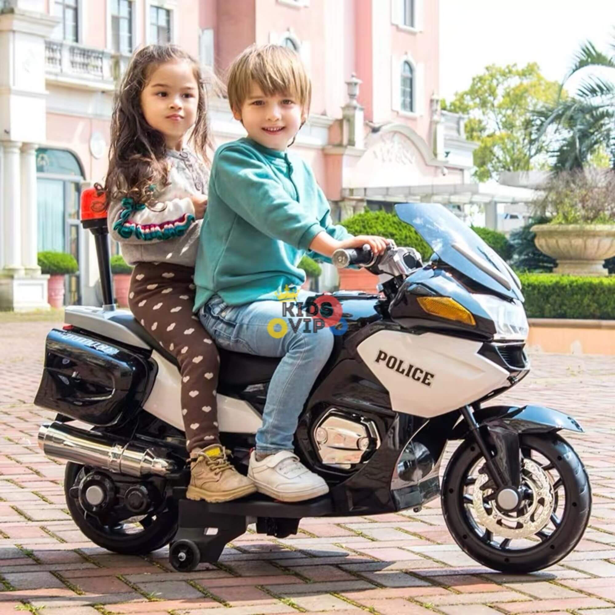 Police Officer Edition 24V Kids Motorcycle With Music, Lights and Rubber Wheels image 13