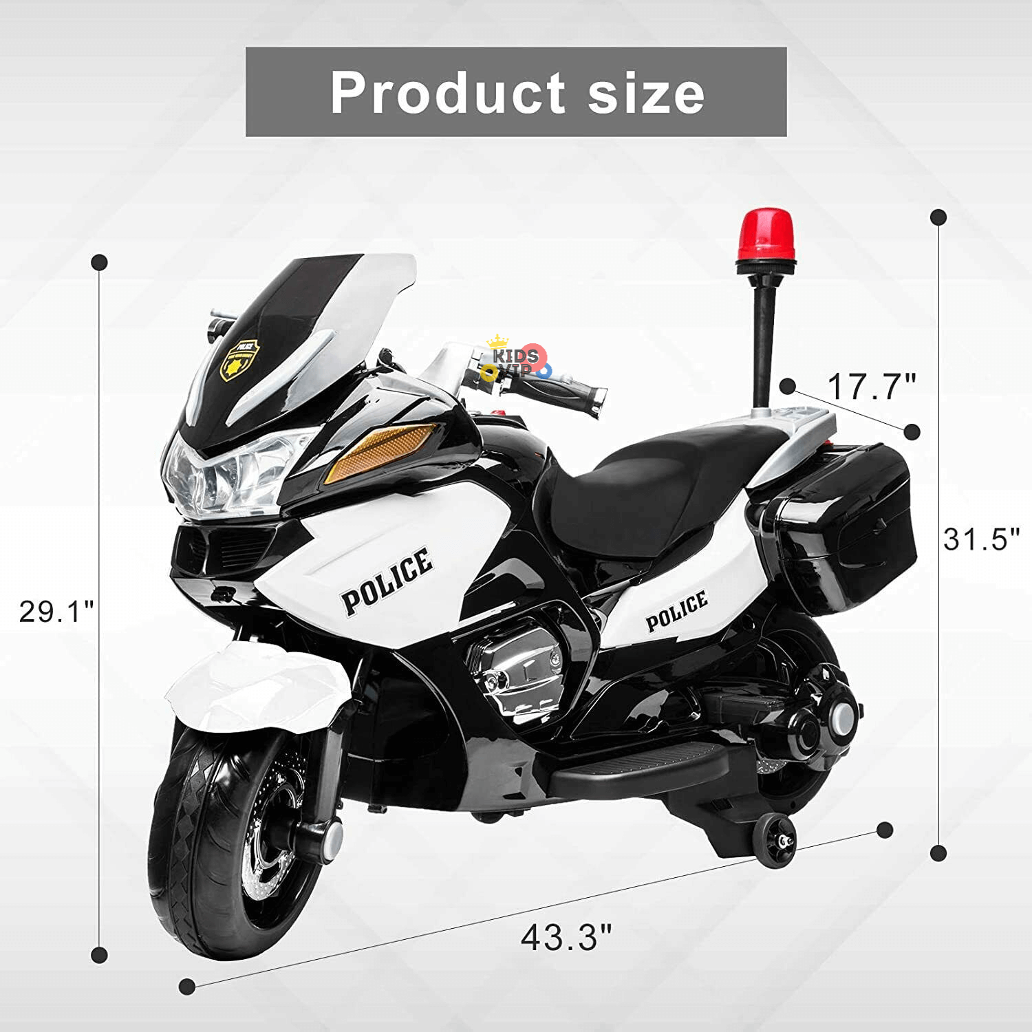 Police Officer Edition 24V Kids Motorcycle With Music, Lights and Rubber Wheels image 5