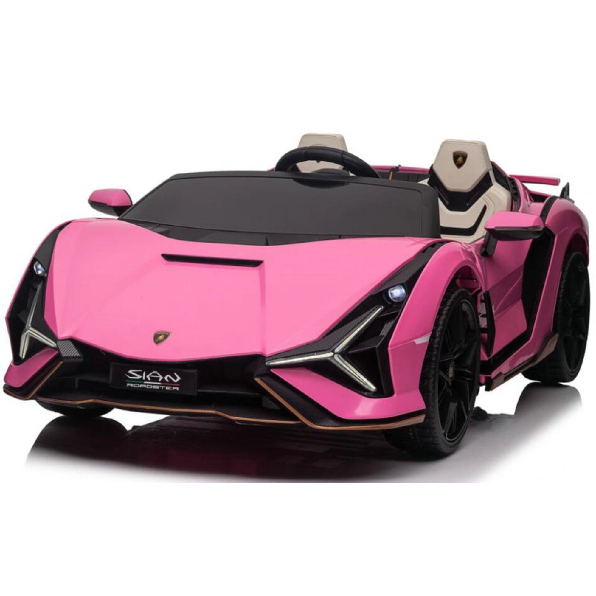 Luxurious Pink Lamborghini Sian 24V 4x4 Ride-On Car for Kids: Officially Licensed Two-Seater Top Edition Rubber Wheels, BT, RC image 4