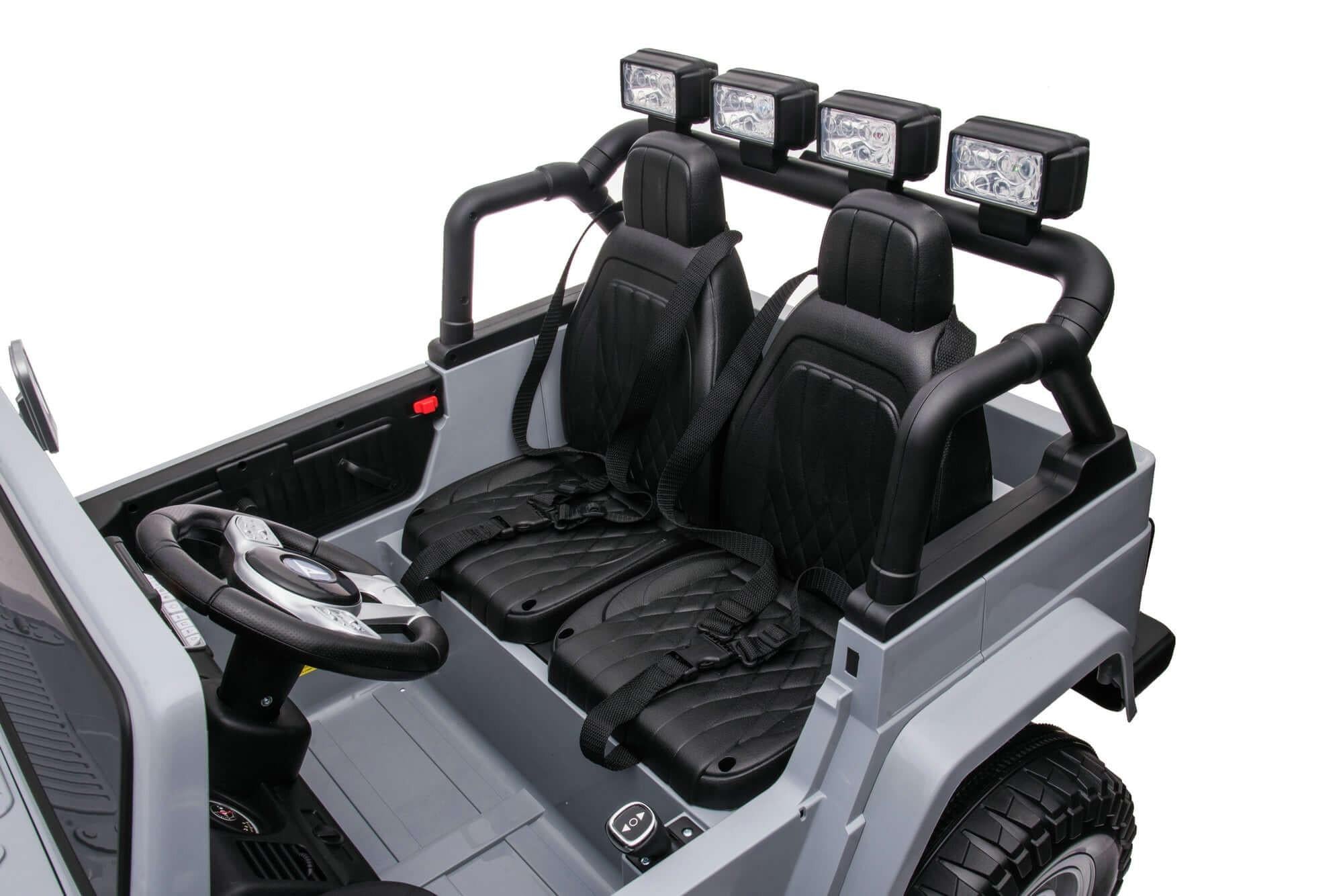 24V Grey 2-Seater Premium Edition Toyota 4x4 Truck for Kids W/ EVA Rubber Wheels, Music & RC.