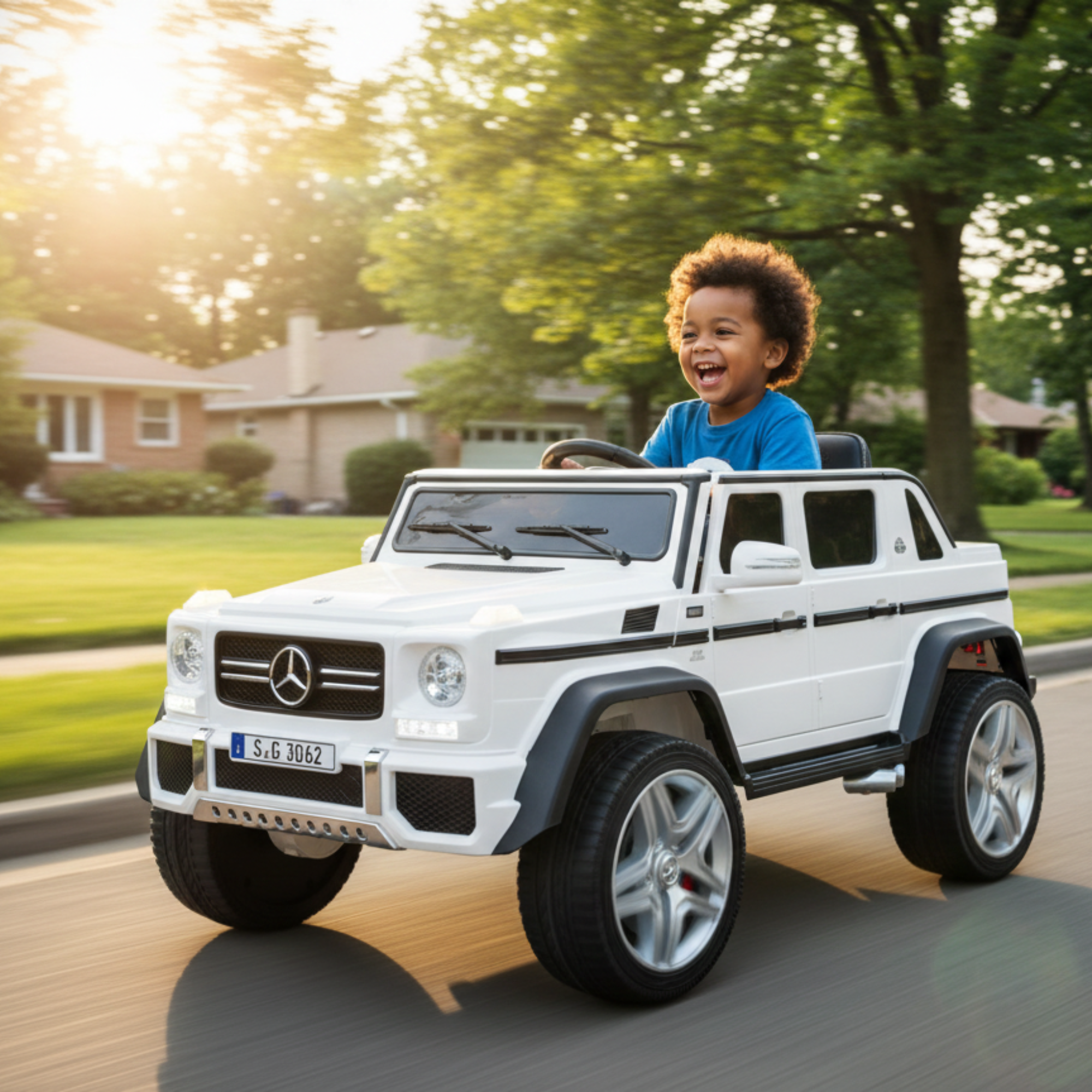 12V White Luxury Mercedes Maybach G650s Kids' 4x4 Ride-on SUV W/ Rubber Wheels, Music & RC