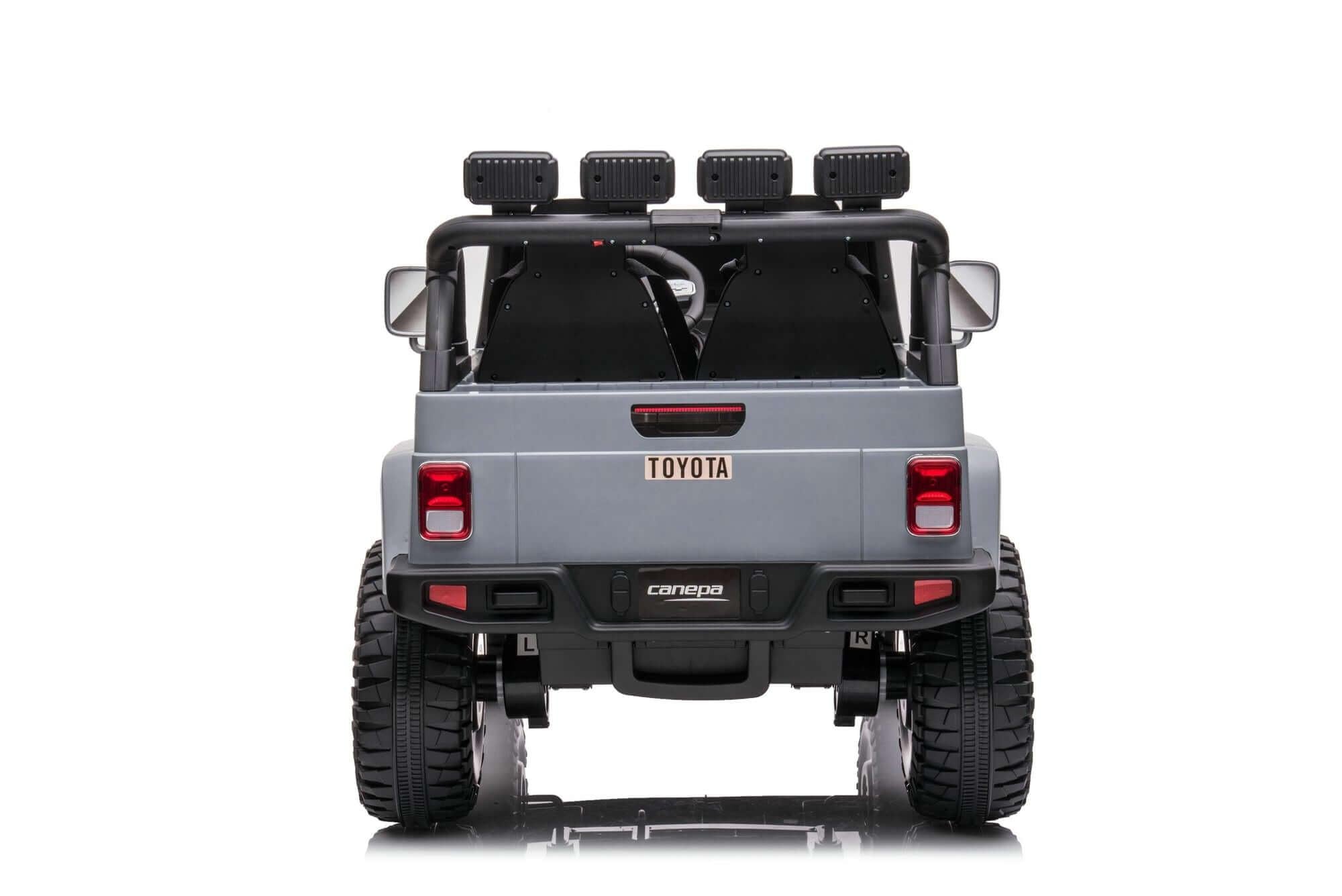 24V Grey 2-Seater Premium Edition Toyota 4x4 Truck for Kids W/ EVA Rubber Wheels, Music & RC.