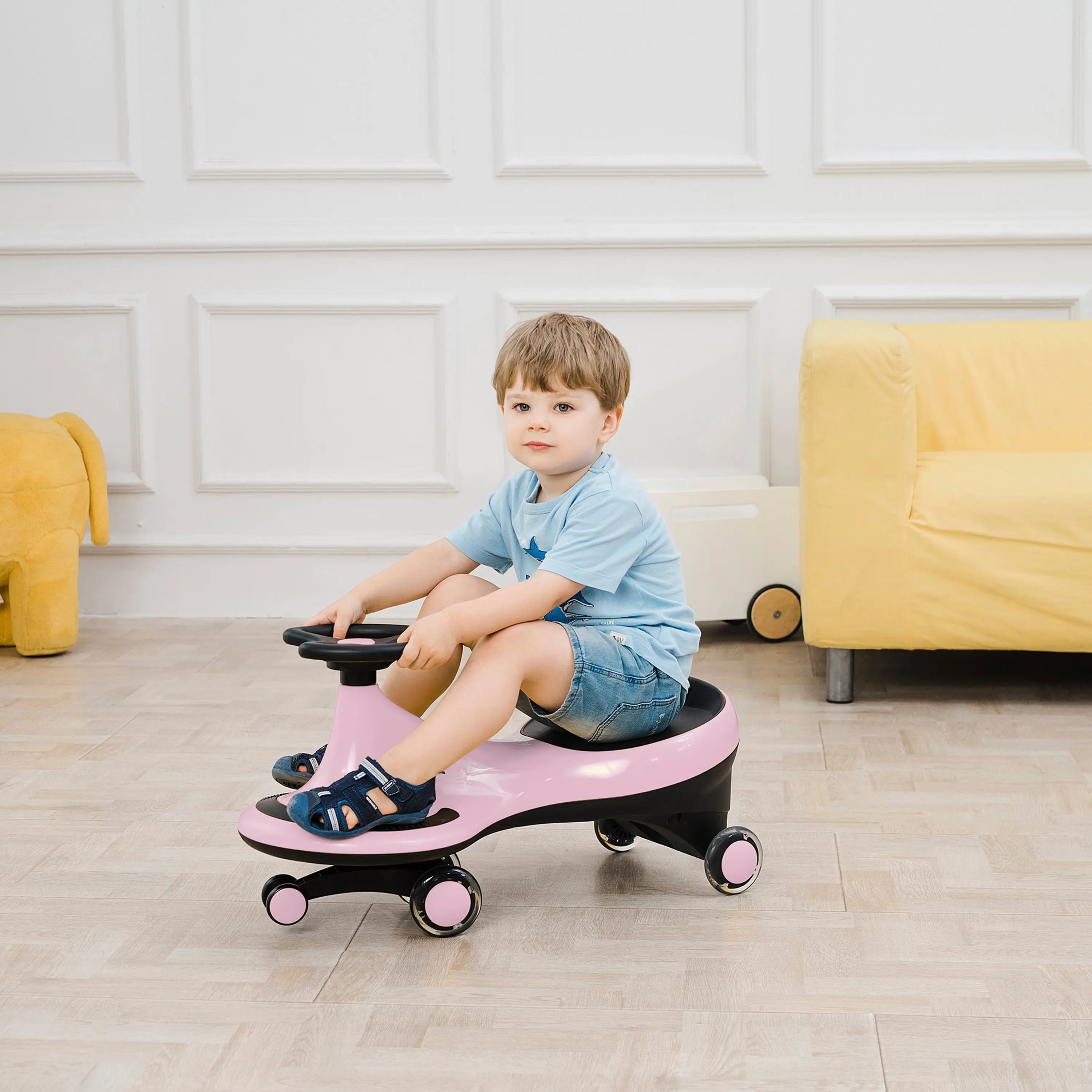 Kids Swing Car with Flashing Wheels