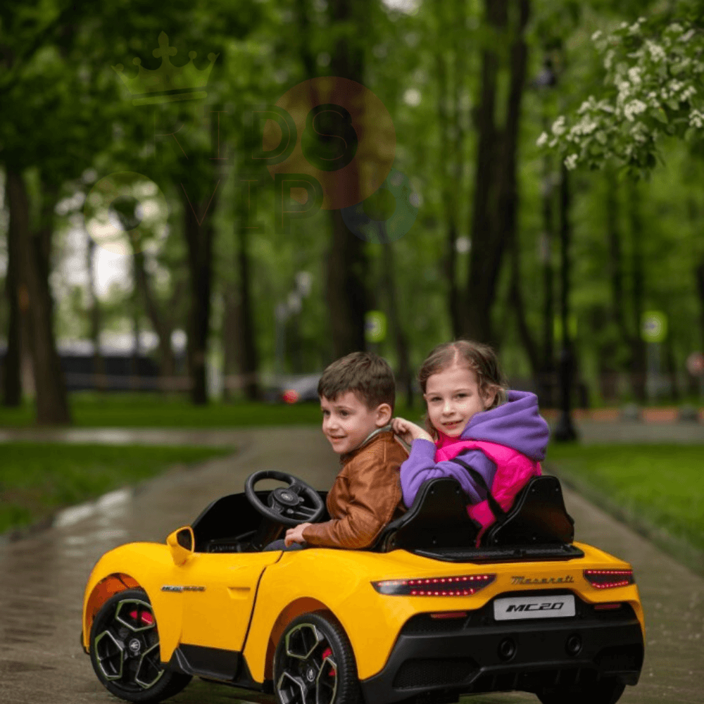 KidsVIP Licensed 24V Maserati MC20 Car for Kids W/ RC, Rubber Wheels, Music Input, Leather Seats, 4WD image 11
