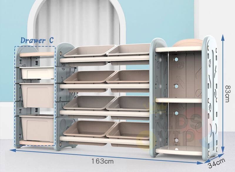 Kids and Toddlers Toy Storage/Organizer with Bins and Bookshelves - blue image 7
