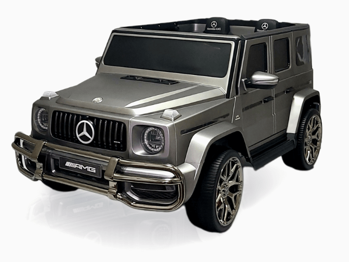 Exclusive Matte Grey Mercedes Benz G Series 2-Seater 24V Kids Ride-on Truck, EVA Wheels, Leather Seats, Light-up Logo, 4WD, BT, RC image 0