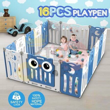 16 Panels Indoor/Outdoor Foldable Playpen, Fence, Safety Play yard with Activity for Toddlers and Infants image 9