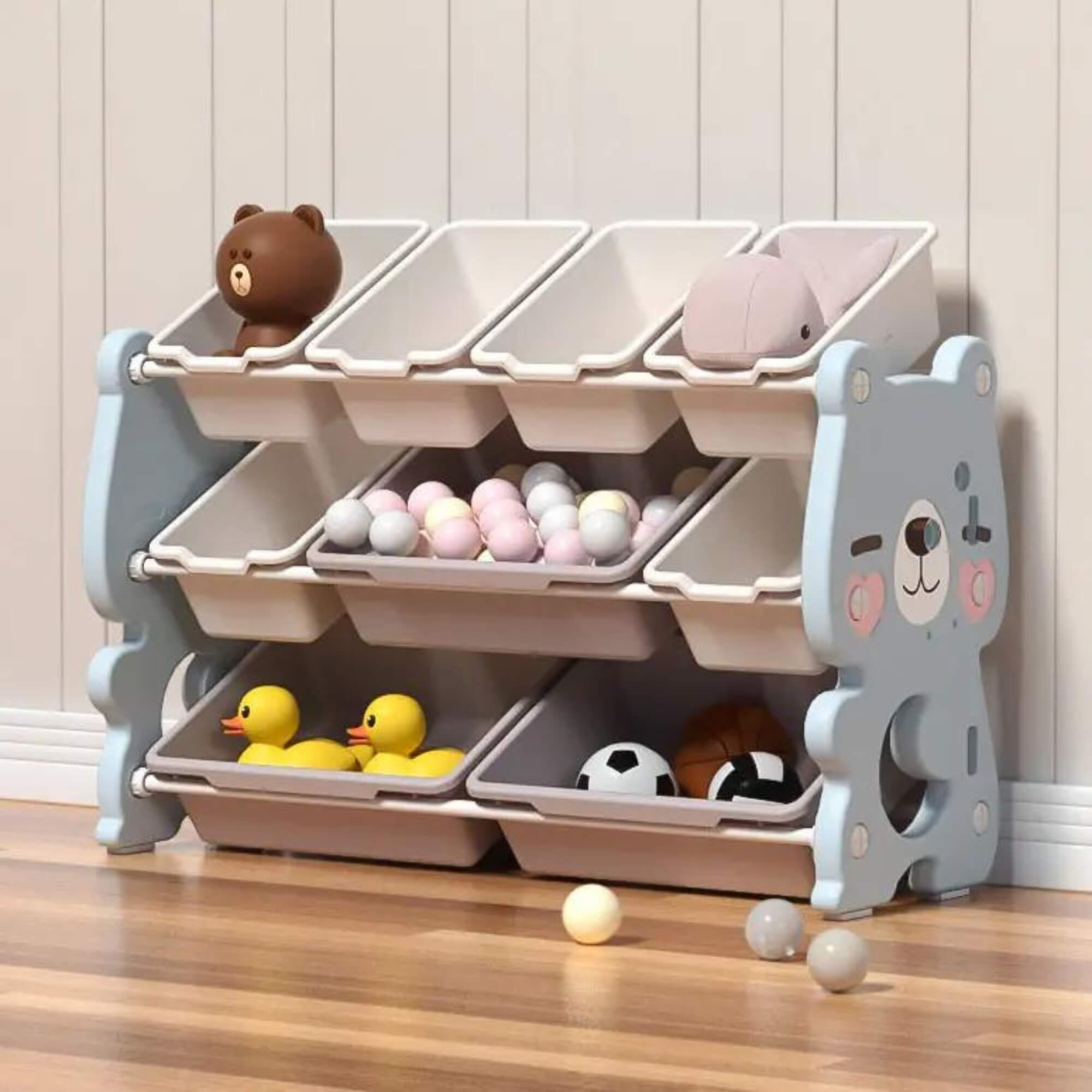 Blue Kids and Toddlers Toy Storage/Organizer with Bins Bear Edition image 10