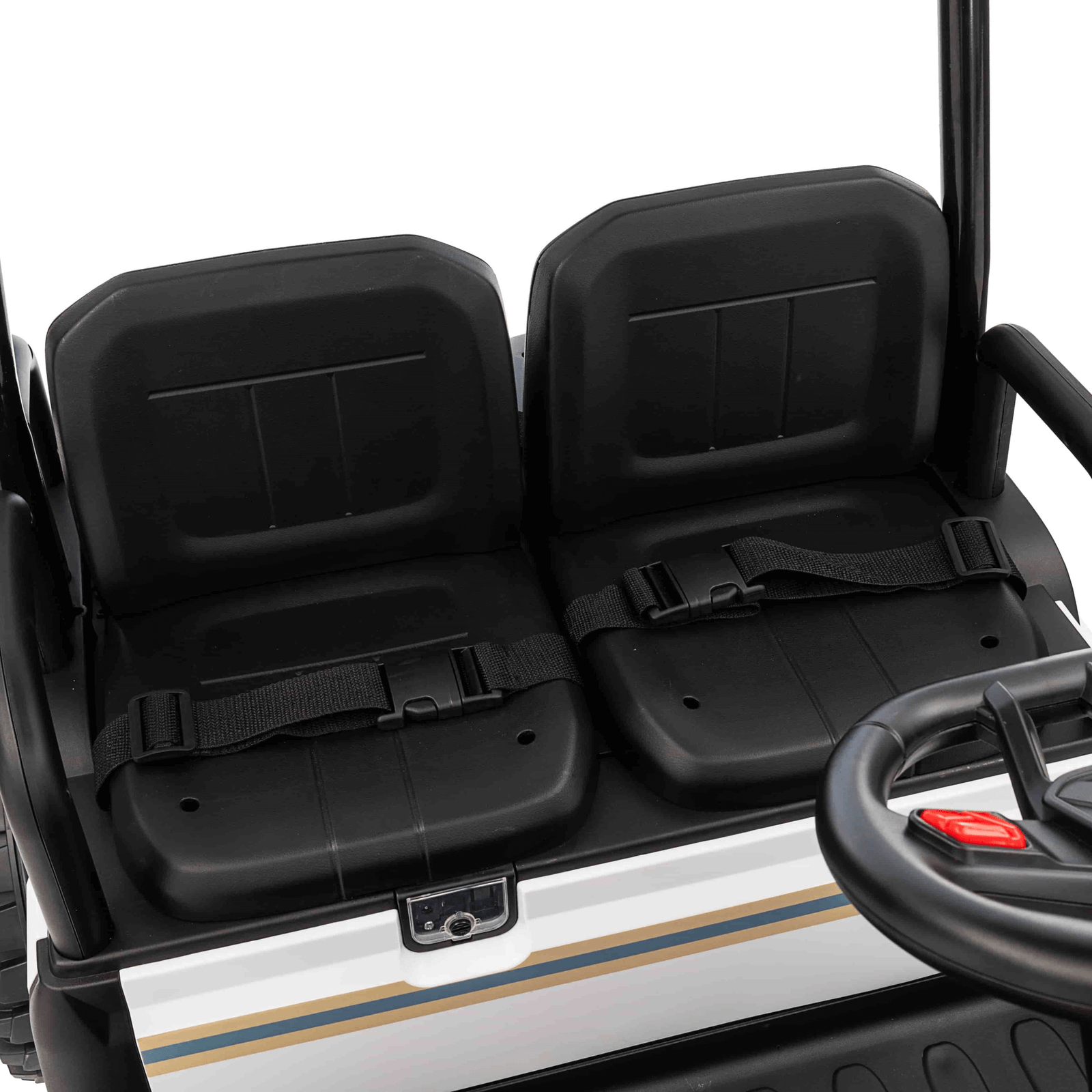 24V White Golf Buggy Edition 4-Seater 4x4 Kids' Ride-On UTV W/ Canopy, EVA Rubber Wheels, Music & RC.