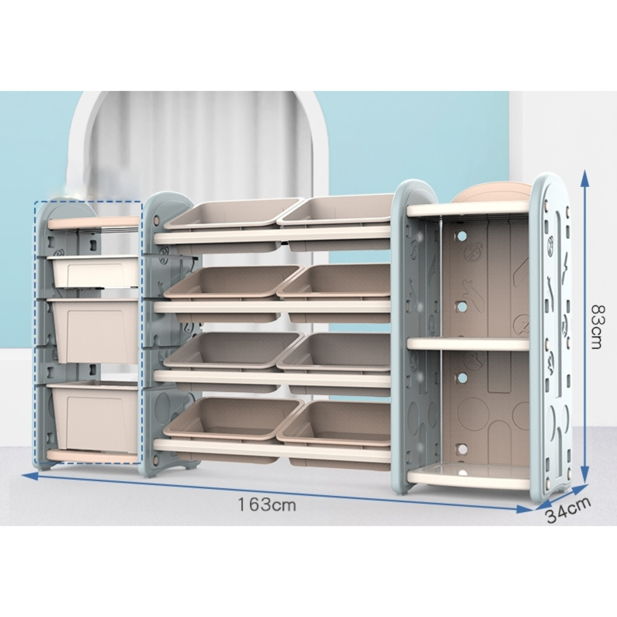 Kids and Toddlers Toy Storage/Organizer with Bins and Bookshelves - blue image 18