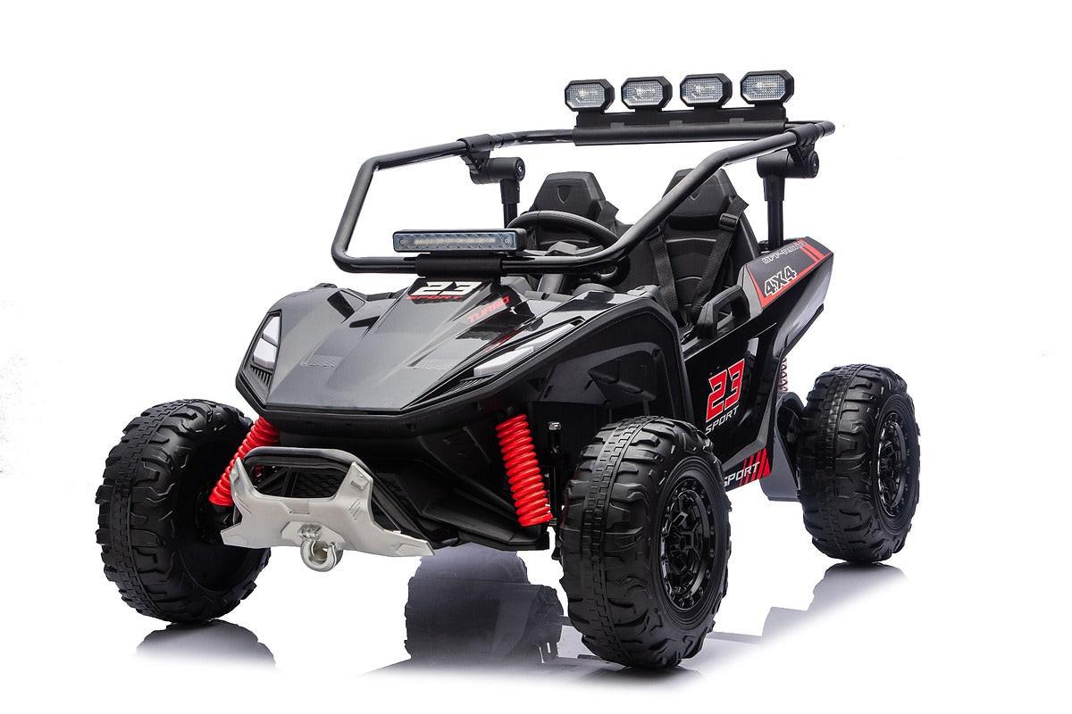 Black 24V Thunder X Pro 2-Seater Ride-On Buggy | Silent Motors, EVA Wheels & Leather Seats