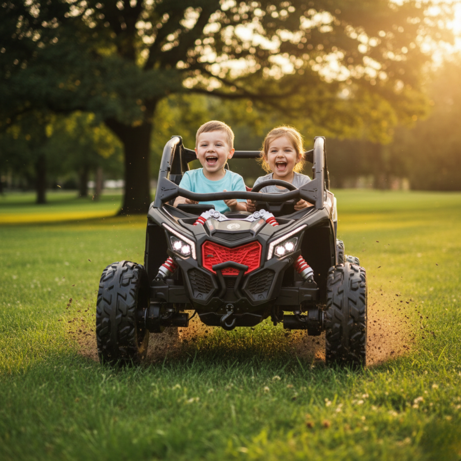 Black Licensed LX Performance Edition 2X24V Can-Am Maverick 2-Seater 4WD UTV W/ EVA Wheels, Dual Battery Pack, Music, Leather Seats & RC