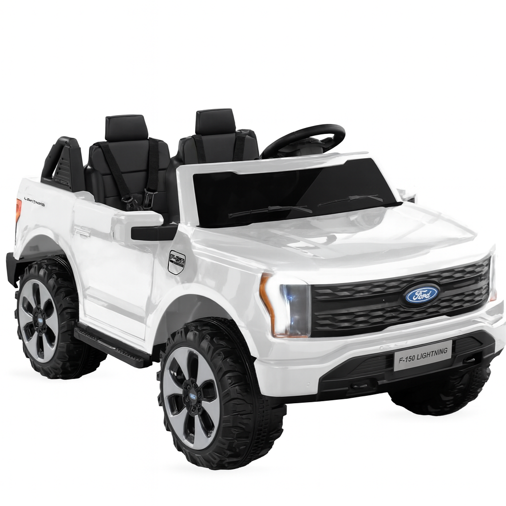White 2 Seater Lighting Edition Ford F-150, 24V Kids Ride on Truck