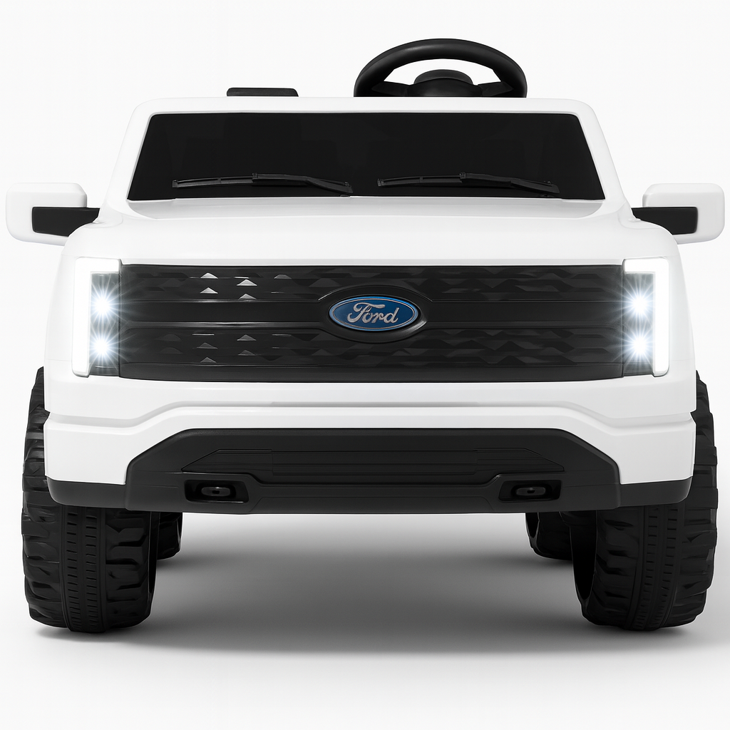 White 2 Seater Lighting Edition Ford F-150, 24V Kids Ride on Truck