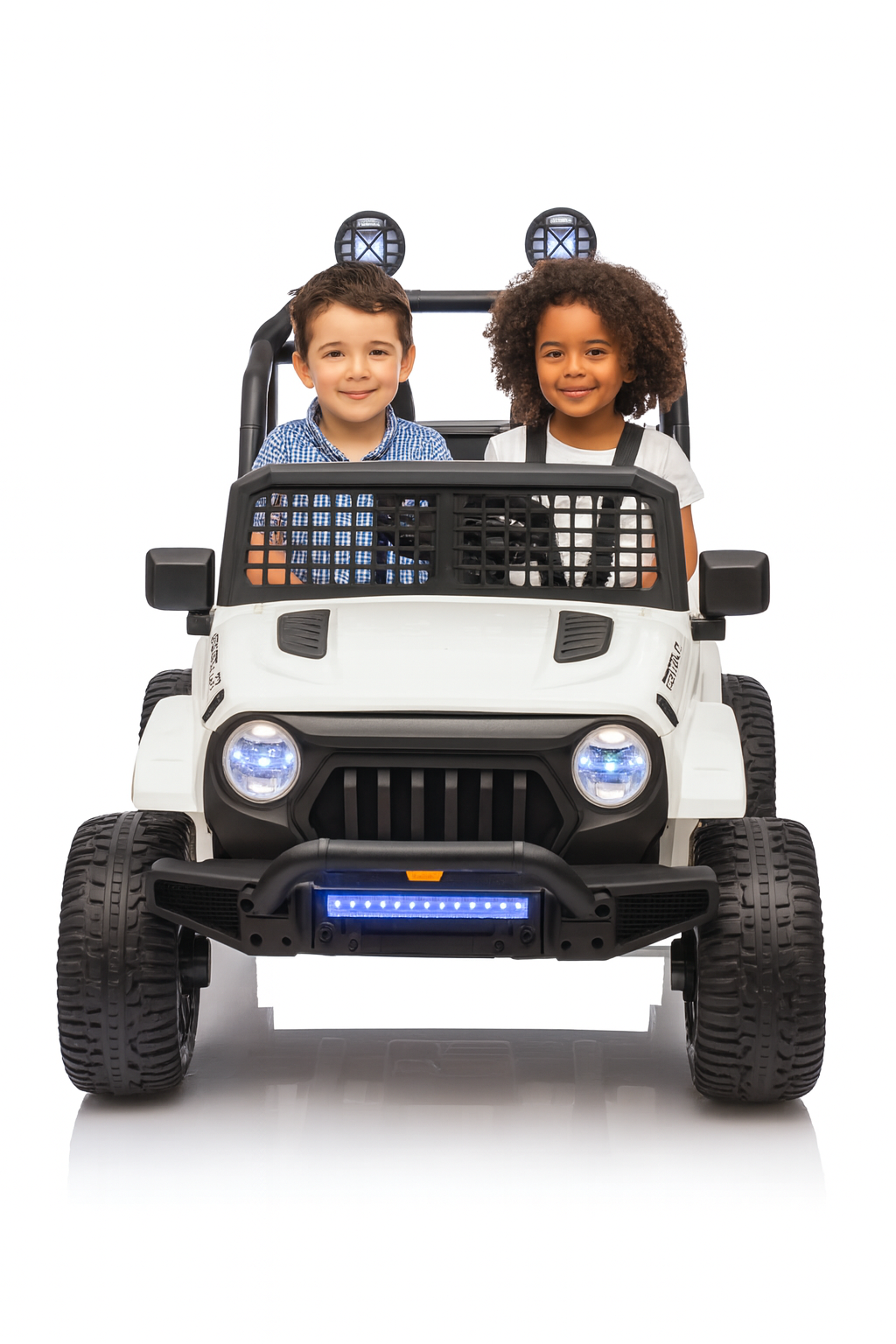 White 24V TrailX 2-Seater 24V 4X4/AWD Kids Ride on UTV Buggy W/ EVA Rubber Wheels, Music & RC