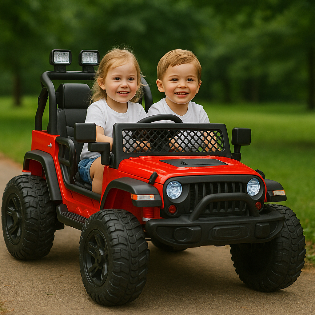 Red 24V TrailMax Edition XXL 2-Seater 24V 4X4/AWD Kids Ride on Truck W/ EVA Rubber Wheels, BT & RC