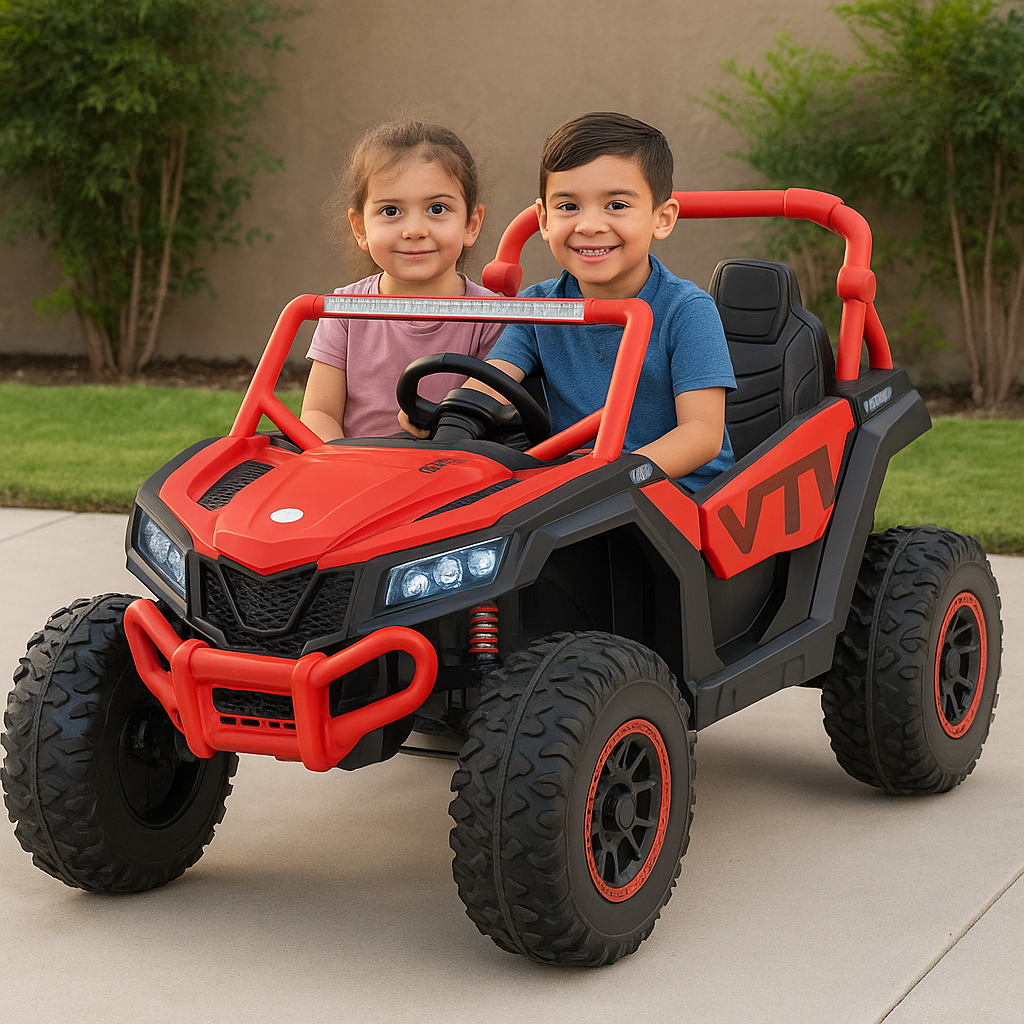 Red 2-Seater XXL Premium MegaTrek 2-Seater 24V 4X4/AWD Kids Ride on UTV Buggy W/ EVA Rubber Wheels, BT & RC