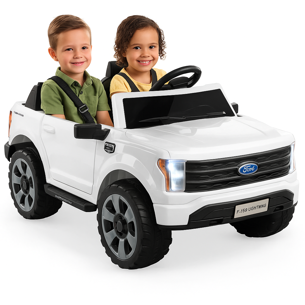 White 2 Seater Lighting Edition Ford F-150, 24V Kids Ride on Truck