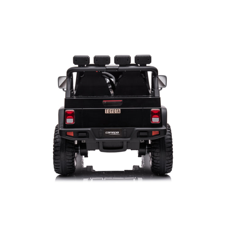 24V Black 2-Seater Premium Edition Toyota 4x4 Truck for Kids W/ EVA Rubber Wheels, Music & RC