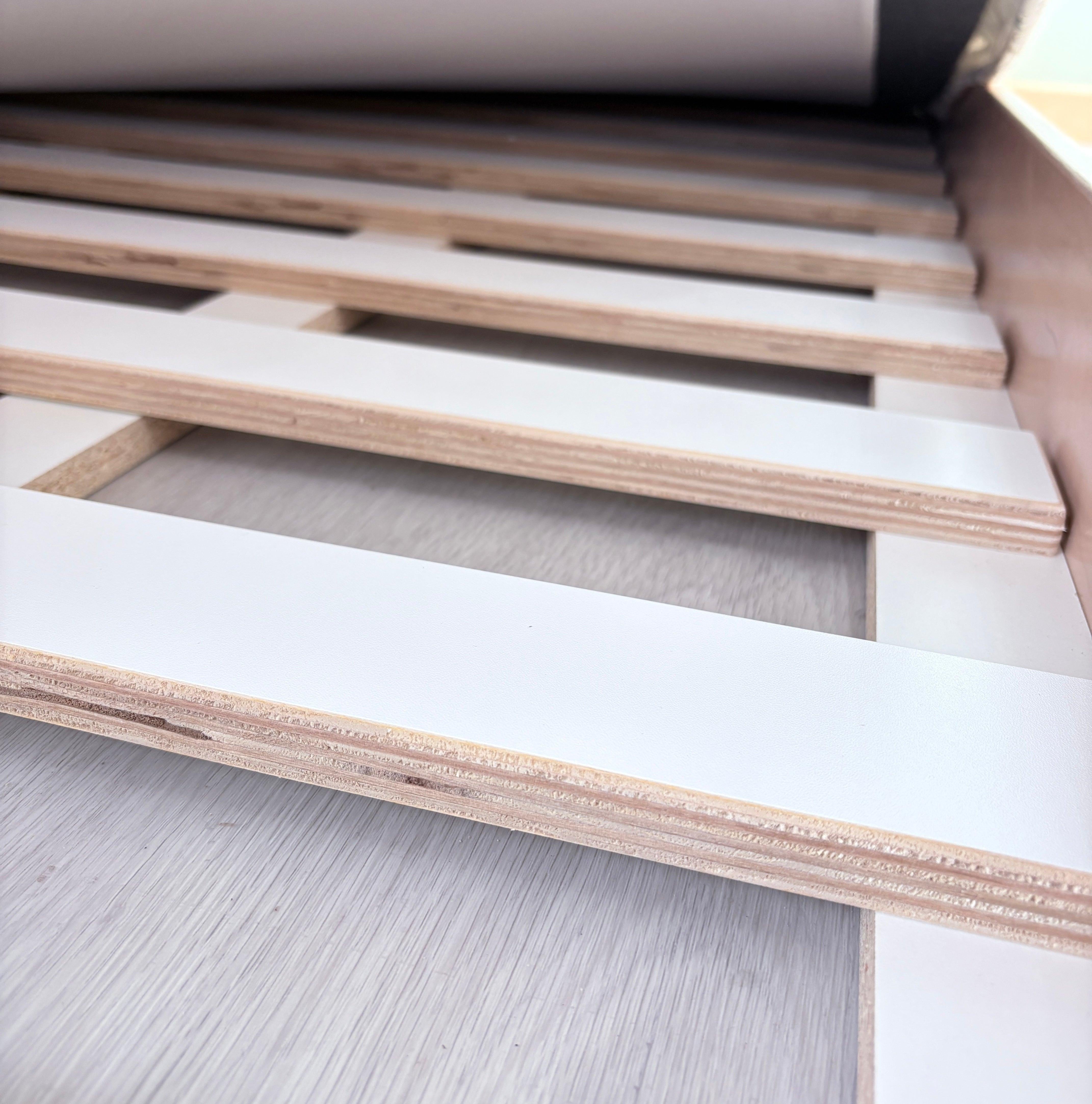 APPLE CRIB - Montessori Floor Bed with Rails & Shelves.