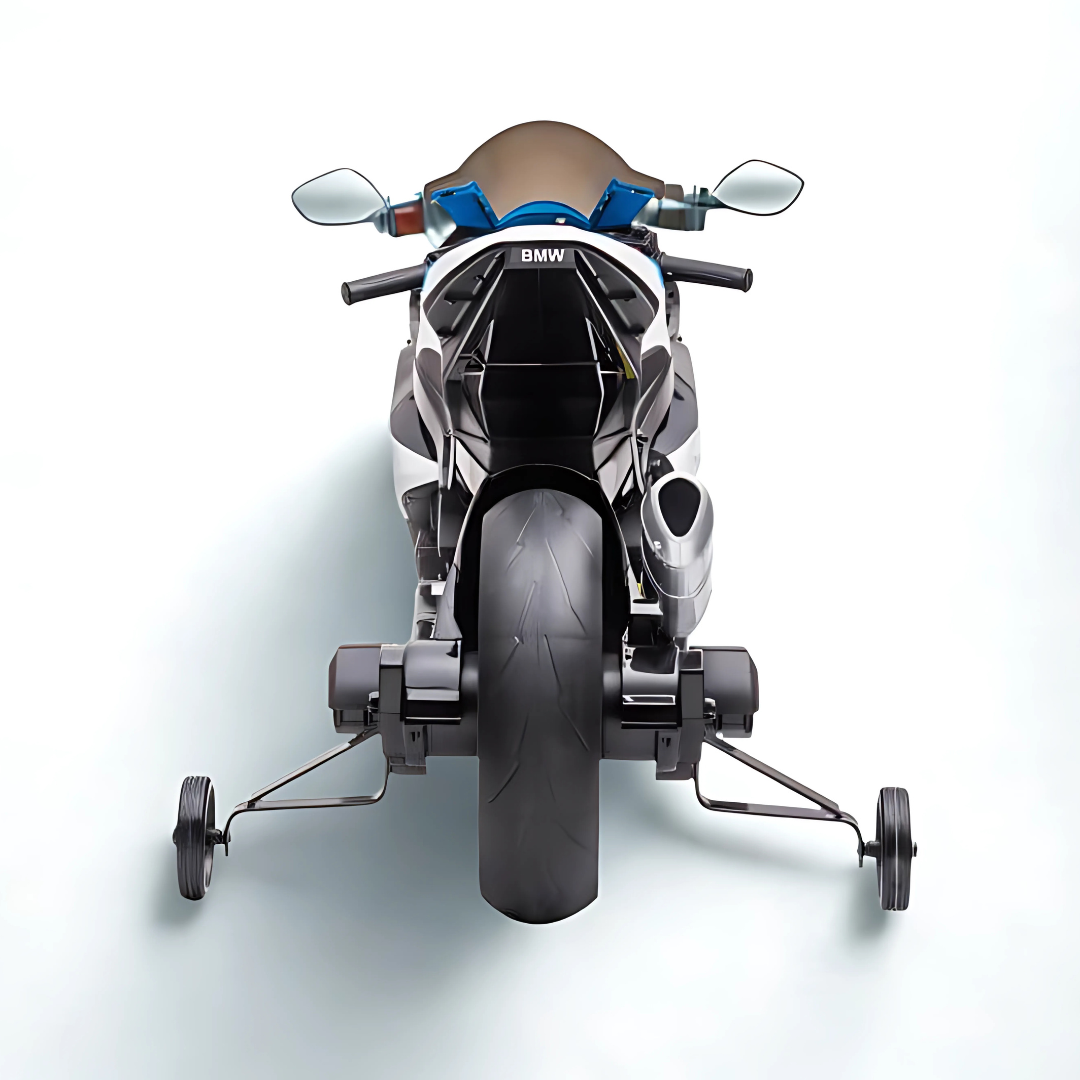 12V Blue BMW HP4 Kids' Super Motorcycle W/ EVA Rubber Wheels, Music & Lights