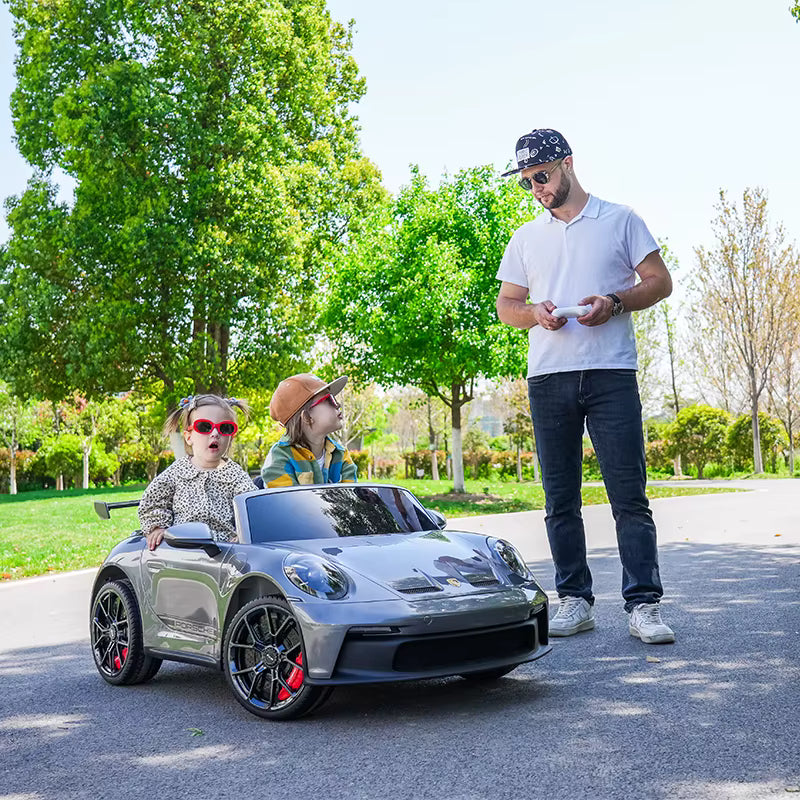 Glossy Black, Licensed LX MP4 Edition 24V/4WD Porsche 911 GT3 Kids Ride on Car W/ EVA Rubber Wheels & RC