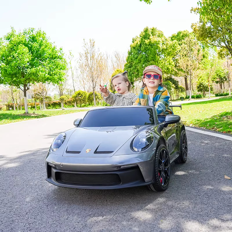 Glossy Black, Licensed LX MP4 Edition 24V/4WD Porsche 911 GT3 Kids Ride on Car W/ EVA Rubber Wheels & RC