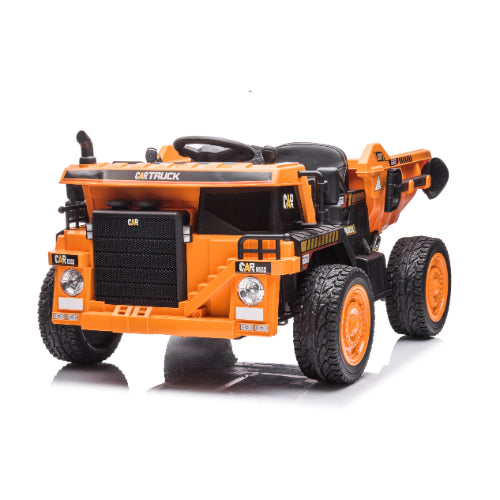 12V Kids' Ride-On Construction Dump Truck W/ Rubber Wheels, Automatic Dump Bed, Music & RC